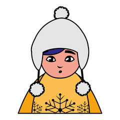 beautiful woman head with winter hat
