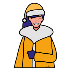 young woman with winter clothes