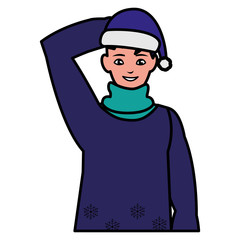 young man with winter clothes