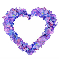 Valentine's Day, love, valentine, watercolor, hydrangea, spring, heart, flowers. frame