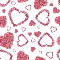 seamless texture. valentine's day, love, valentine, watercolor, hydrangea, spring, heart, flowers