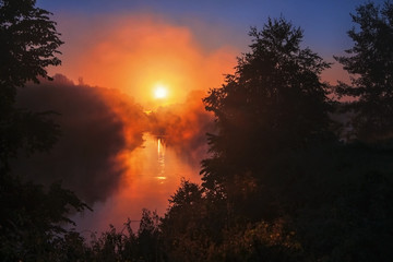 Early in the morning on Seim river in Ukraine