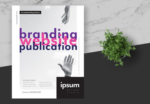 Creative Agency Flyer Layout with Pink and Purple Accents