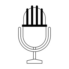 Vintage microphone symbol in black and white