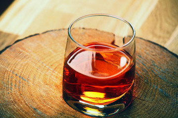  whiskey glass wooden background 
