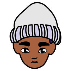 young man black head avatar character