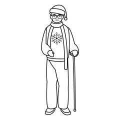 cute grandfather with winter clothes