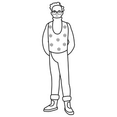 young man with glasses and winter clothes