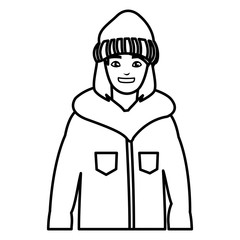 young woman with winter clothes