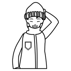 young man with winter clothes