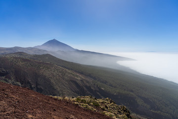 Vew of the Teide volcano. Viewpoint: Mirador de La Crucita. Canary Islands. Tenerife. Spain.
