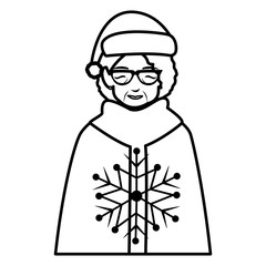 cute grandmother with cane and winter clothes