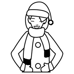 young woman with winter clothes