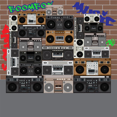 Boombox Wall With Graphite. Vector Illustration Background.