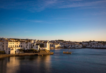 Fototapeta na wymiar Beautiful skyline of Spanish coastal town Cadaques during sunset