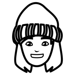 beautiful woman head with winter hat