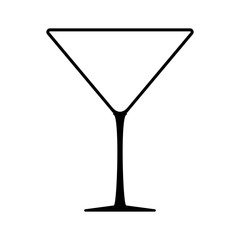 one black empty martini glass isolated on white,vector illustration