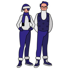 young couple with winter clothes