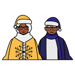 black grandparents couple with winter clothes
