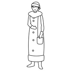 young woman with winter clothes