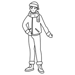 young man with winter clothes