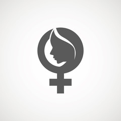female symbol with female face. woman icon logo design elemnet. Illustration vector. © Aygun