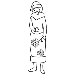 young woman with winter clothes