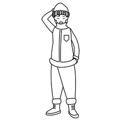 young man with winter clothes