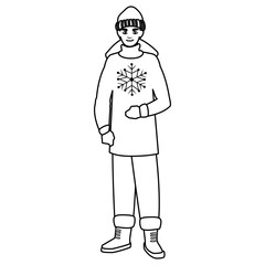 young man with winter clothes
