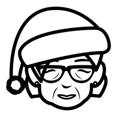 cute grandmother head with winter hat