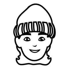 young man head with winter hat