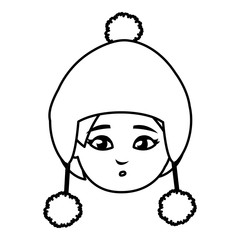 cute little boy head with winter hat