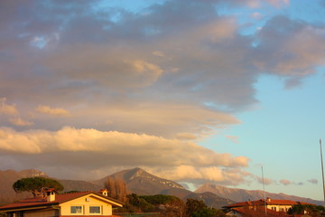 romantic and dreamy panorama of the sea of ​​versilia in tuscany. a peaceful day despite the...