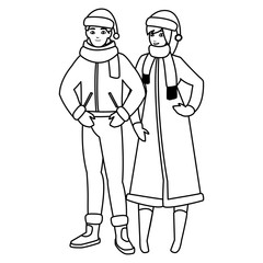 young couple with winter clothes