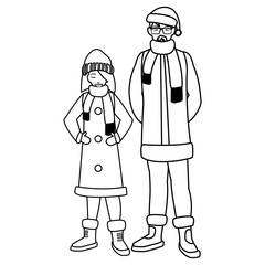father and daughter with winter clothes