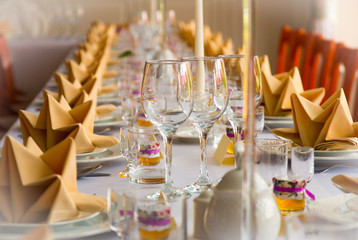 Wedding table beautifully prepared ready for guests.