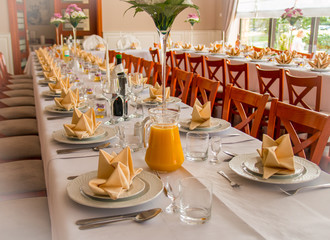 Wedding table beautifully prepared ready for guests.