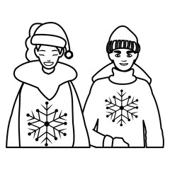 young couple with winter clothes