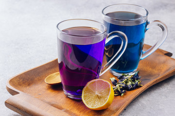 Cup of Butterfly pea tea for healthy drinking