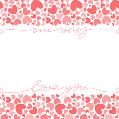 Pink hearts shape banner template for Valentine's Day. Isolated vector. Simless pattern