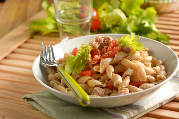 pasta with tuna and tomato - Italian food