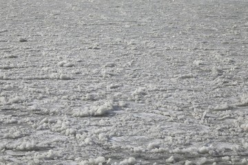 View of a frozen lake of ice and snow