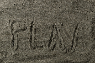 Words game written in the sand.