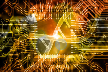 DNA and circuits board concept bioinformatics DNA data storage DNA protein database mining 3d rendering 