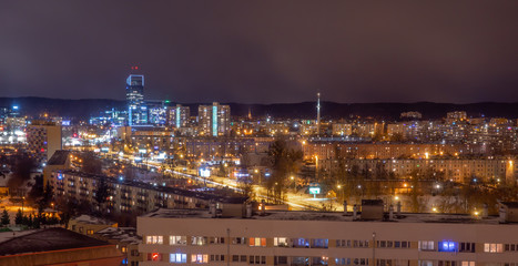 Fototapeta na wymiar Night view of residential building area in Poland, Gdansk