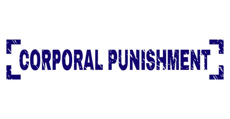 CORPORAL PUNISHMENT text seal watermark with grunge texture. Text caption is placed between corners. Blue vector rubber print of CORPORAL PUNISHMENT with grunge texture.