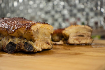 Baked pork ribs.