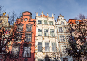 Gdansk, Poland old town, Long street old beautiful buildings