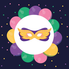 carnival mask with balloons helium around