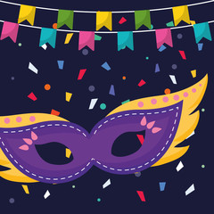 carnival mask accessory with garlands hanging